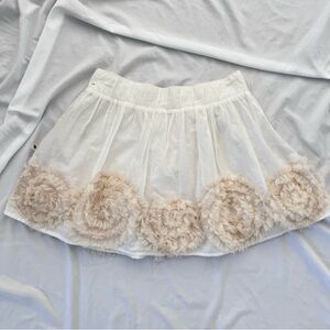 Y2K Abercrombie & Fitch white ruffle mini skirt Size M